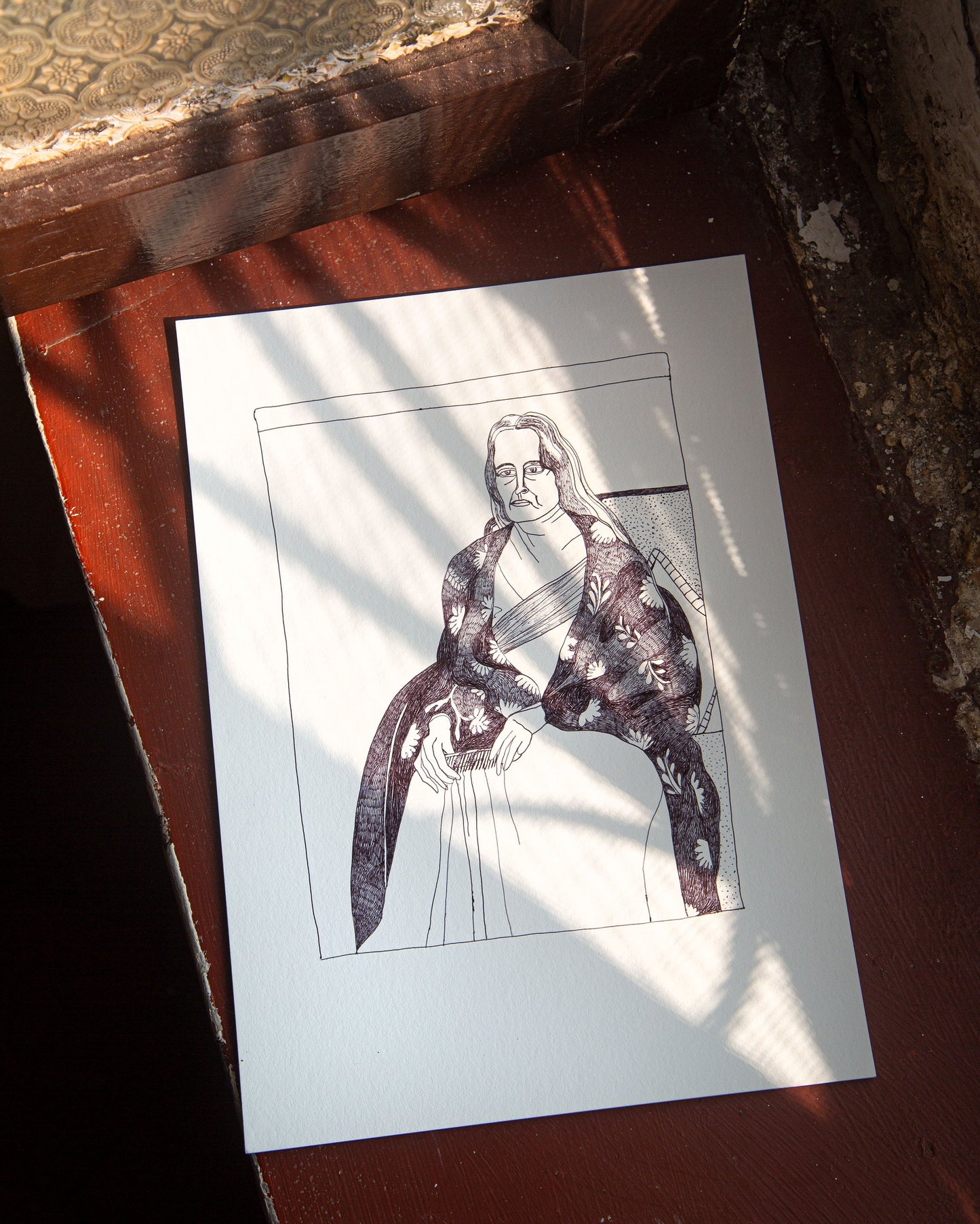 Nani combing her silver hair on a winter morning