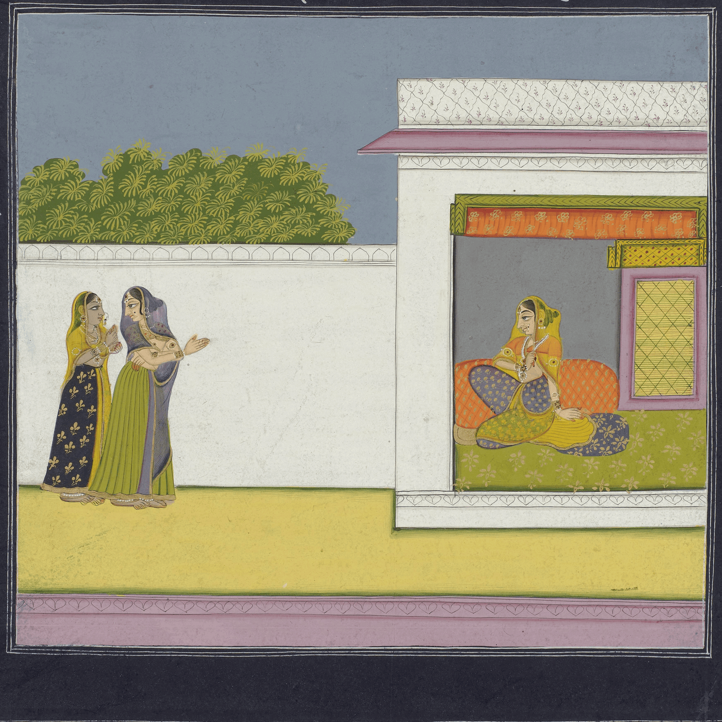 Two ladies visit a friend in the evening