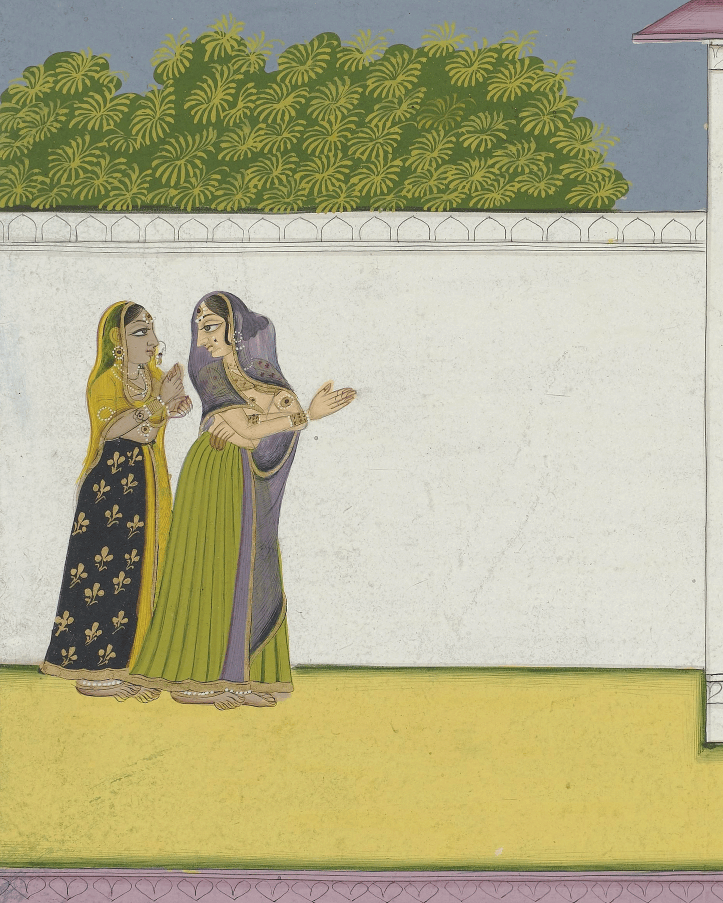 Two ladies visit a friend in the evening